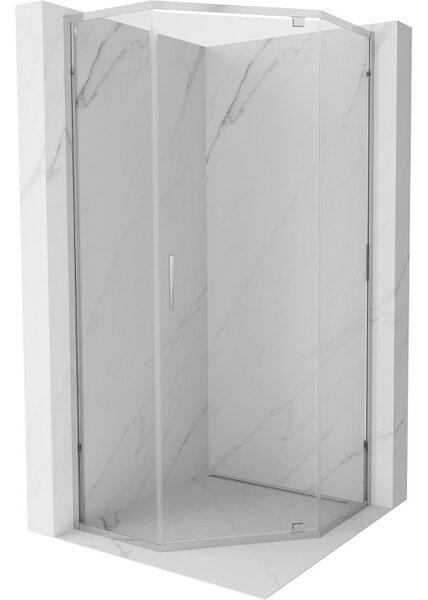 Mexen Exo sprchový kout pětiúhelníkový výklopný 80 x 80 cm, transparentní, chrom - 812-080-080-01-00