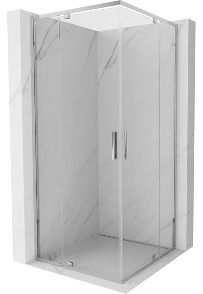 Mexen Exo, 2-křídlý ​​sprchový kout 80 x 80 cm, 6mm čiré sklo, chromový profil, 8110-080-080-01-00