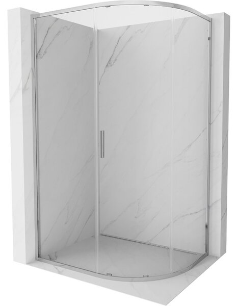 Mexen Exo, asymetrický sprchový kout s posuvnými dveřmi 90 x 80 cm, 6mm čiré sklo, chromový profil, 8131-090-080-01-00