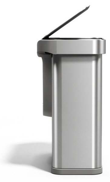 Ocelový odpadkový koš 34+24 l na tříděný odpad/bezdotykový ve stříbrné barvě Dual Sensor – simplehuman
