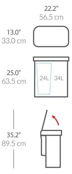 Ocelový odpadkový koš 34+24 l na tříděný odpad/bezdotykový ve stříbrné barvě Dual Sensor – simplehuman