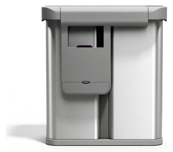 Ocelový odpadkový koš 34+24 l na tříděný odpad/bezdotykový ve stříbrné barvě Dual Sensor – simplehuman