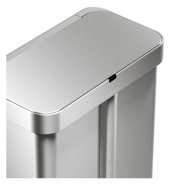 Ocelový odpadkový koš 34+24 l na tříděný odpad/bezdotykový ve stříbrné barvě Dual Sensor – simplehuman