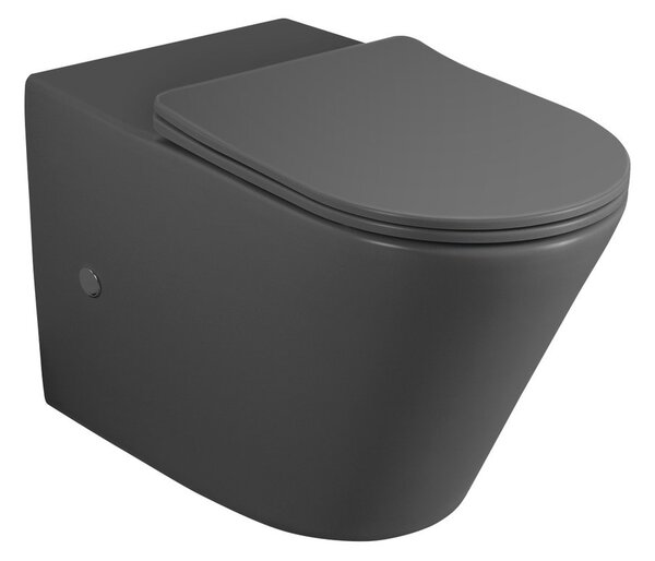 Sapho Sapho, PACO RIMLESS mísa pro kombi WC, spodní/zadní odpad, šedá mat, PC1012GR-111