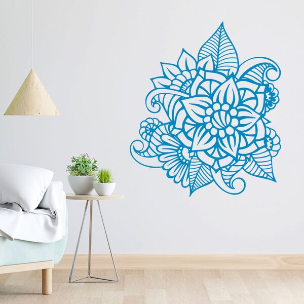 Živá Zeď Samolepka Květinový ornament Barva: černá