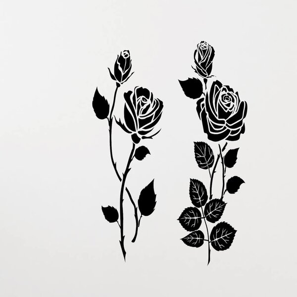 Živá Zeď Samolepka Dvě růže Barva: černá