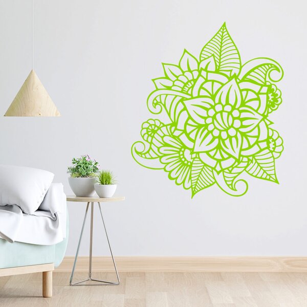 Živá Zeď Samolepka Květinový ornament Barva: černá
