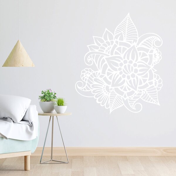 Živá Zeď Samolepka Květinový ornament Barva: černá