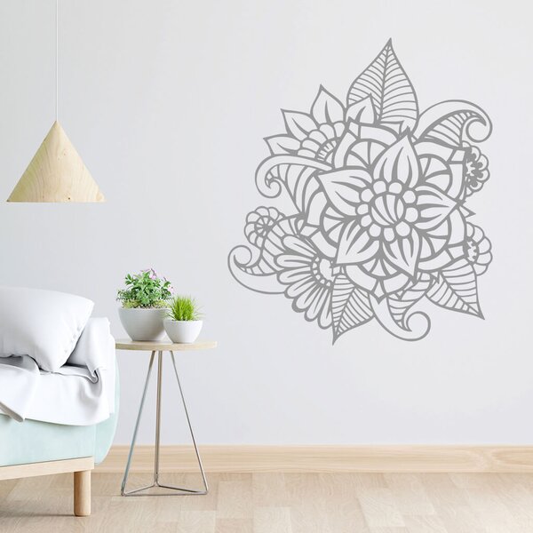 Živá Zeď Samolepka Květinový ornament Barva: černá
