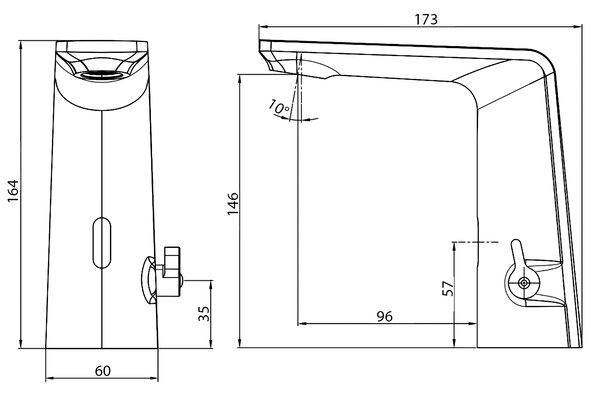 Sapho Sapho, Senzorová stojánková baterie s regulací teploty, 6V DC (4xAA), černá mat, PS190B