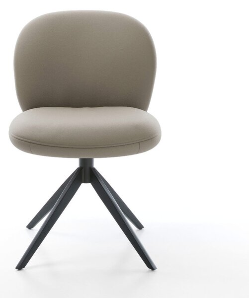 DELIFE Jídelní židle Nube-Flex pravá kůže tmavě béžová křížová podnož široká černá 360° otočná houpací funkce taštičkové pružiny