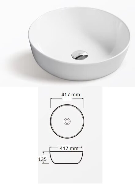 Gamma Bona, umyvadlo na desku 417x417x135 mm, bílá lesklá, GMA-UC-BONA