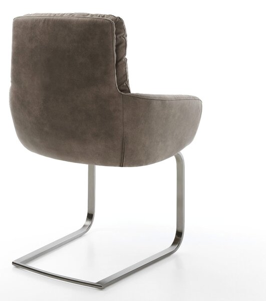 DELIFE Jídelní židle Abelia-Flex s područkami mikrovlákno taupe vintage jídelní židle plochá grafitová