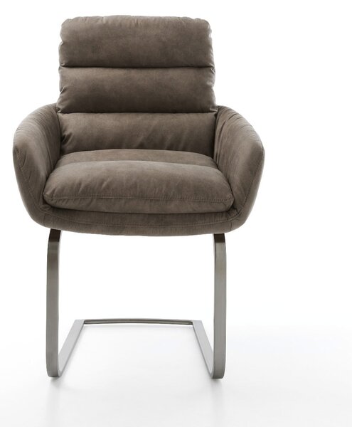 DELIFE Jídelní židle Abelia-Flex s područkami mikrovlákno taupe vintage jídelní židle plochá grafitová