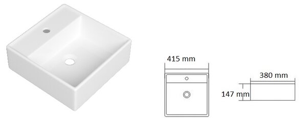 Gamma Gina, umyvadlo na desku 415x380x147 mm, bílá lesklá, GMA-UC-GINA