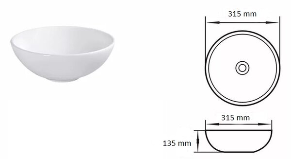 Gamma Doxa, umyvadlo na desku 315x315x135 mm, bílá lesklá, GMA-UC-DOXA