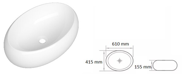 Gamma Figa, umyvadlo na desku 610x415x155 mm, bílá lesklá, GMA-UC-FIGA