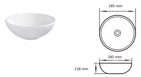 Gamma Dalia, umyvadlo na desku 285x285x128 mm, bílá lesklá, GMA-UC-DALIA