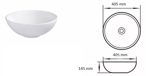 Gamma Dori, umyvadlo na desku 405x405x145 mm, bílá lesklá, GMA-UC-DORI