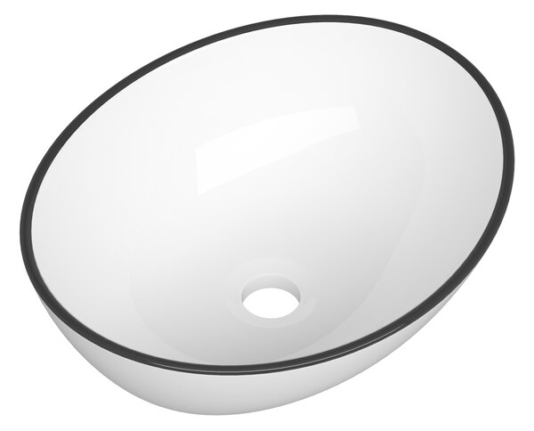 Gamma Lilo, umyvadlo na desku 410x330x150 mm, bílá s černým okrajem, GMA-UC-LILO
