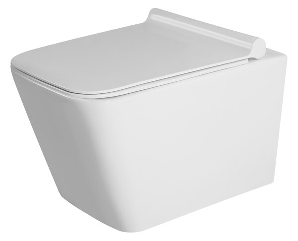 Gamma Mut, závěsná WC mísa 51x36 cm Rimless s pomalu padajícím sedadlem, bílá lesklá, GMA-MUT-202
