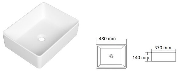 Gamma Juga, umyvadlo na desku 480x370x140 mm, bílá lesklá, GMA-UC-JUGA