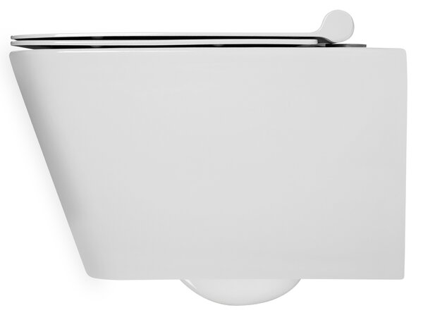 Gamma Mut, závěsná WC mísa 51x36 cm Rimless s pomalu padajícím sedadlem, bílá lesklá, GMA-MUT-202