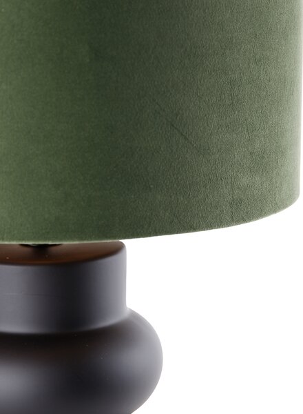 Designová stolní lampa s černým sametovým stínítkem zelená se zlatem 35 cm - Alisia