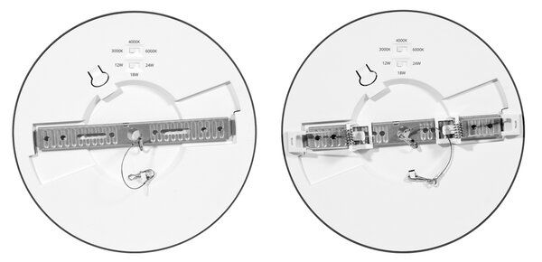 Ecolite Černý vestavný LED panel kulatý 225mm 6-18W CCT WPCB2-18W/CR