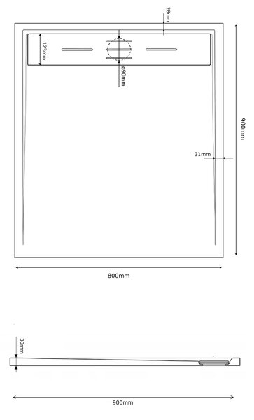 Gamma Erga Almac, SMC sprchová vanička 90 x 80 x 3 cm, černá matná, ERG-GMA-AL-8090BK