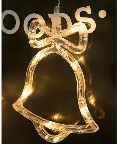 ACA Lighting LED vánoční zvoneček do okna, teplá bílá barva, IP20, 3xAAA, přísavka