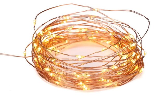 ACA Lighting LED dekorační měděná girlanda, 8 funkcí, teplá bílá barva, 10 m, IP44 venkovní