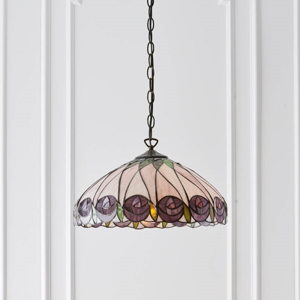 Endon 64176 - Lustr na řetězu Tiffany HUTCHINSON 1xE27/60W/230V pr. 40 cm