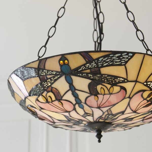 Endon 111869 - Lustr na řetězu Tiffany ASHTON 3xE27/10W/230V pr. 45 cm