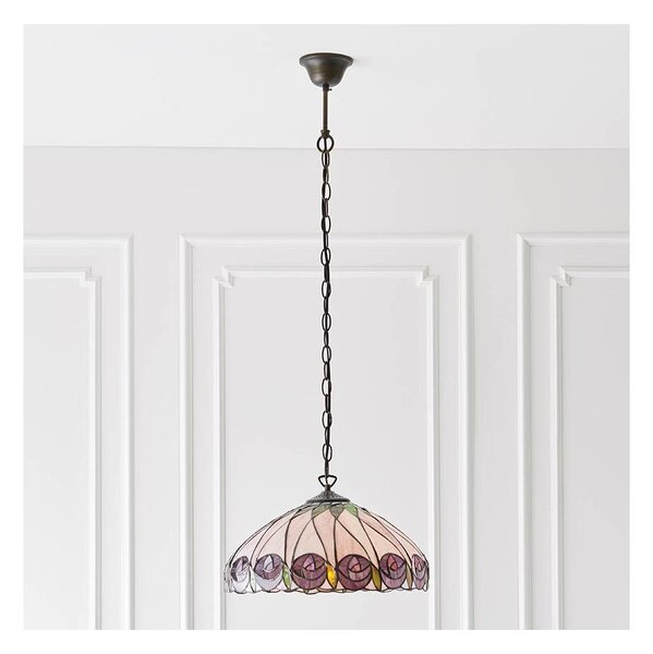 Endon 64176 - Lustr na řetězu Tiffany HUTCHINSON 1xE27/60W/230V pr. 40 cm