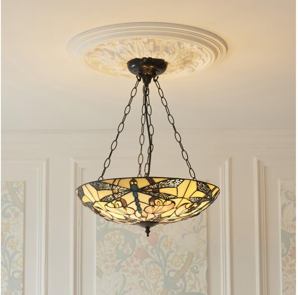 Endon 111869 - Lustr na řetězu Tiffany ASHTON 3xE27/10W/230V pr. 45 cm