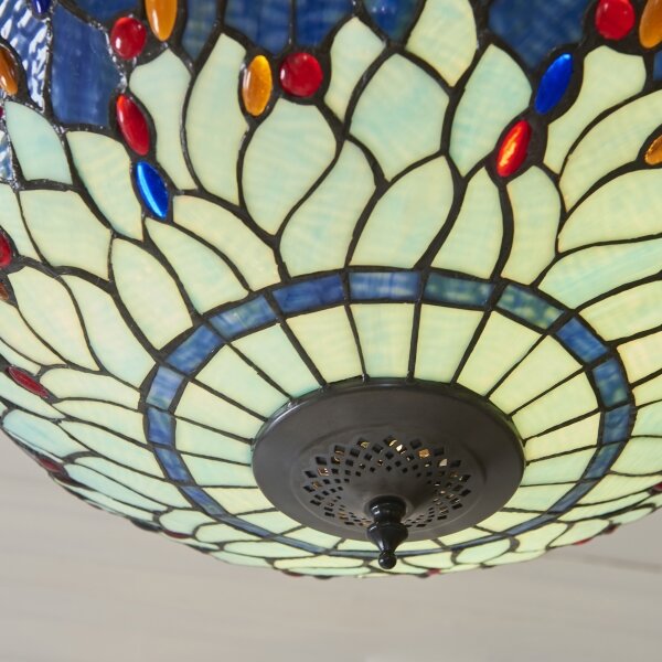 Endon 112250 - Lustr na řetězu Tiffany DRAGONFLY 3xE27/60W/230V pr. 50 cm
