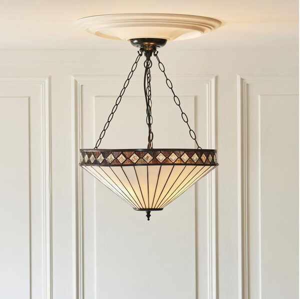Endon 111871 - Lustr na řetězu Tiffany FARGO 3xE27/10W/230V pr. 50 cm