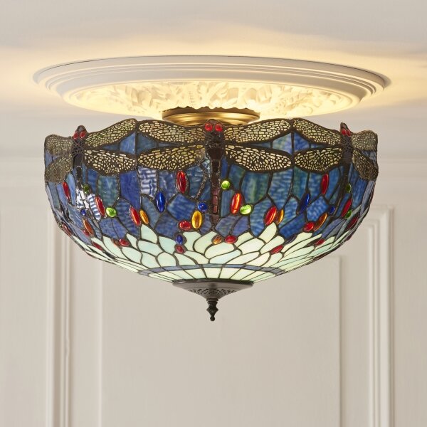 Endon 111899 - Stropní svítidlo Tiffany DRAGONFLY 3xE27/10W/230V pr. 50 cm