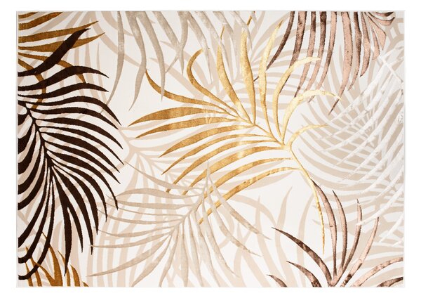 Makro Abra Kusový koberec GOLDEN NA44D Listí Moderní krémový hnědý Rozměr: 140x200 cm