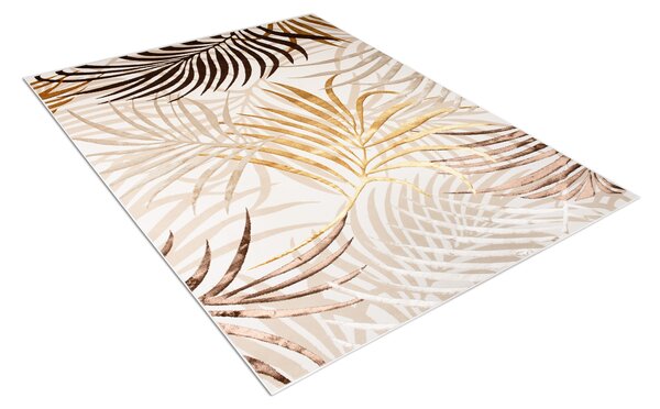Makro Abra Kusový koberec GOLDEN NA44D Listí Moderní krémový hnědý Rozměr: 140x200 cm