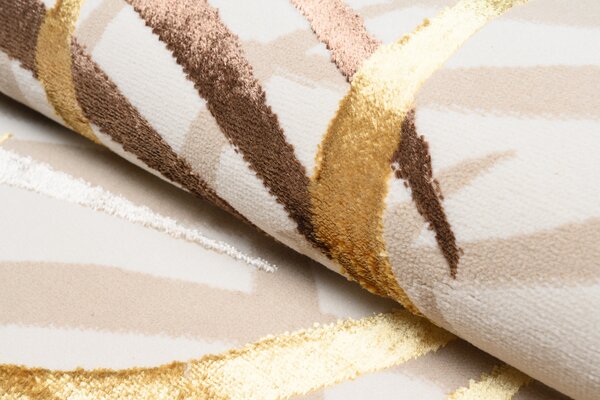 Makro Abra Kusový koberec GOLDEN NA44D Listí Moderní krémový hnědý Rozměr: 140x200 cm