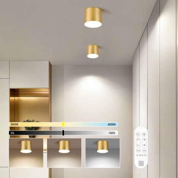 Immax NEO 07317L - LED Stm stropní sv RONDATE 18W/230V 11,5cm Wi-Fi Tuya zlatá