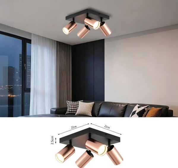 Immax NEO 08304L - Bodové svítidlo PUNTO 4xGU10/9W/230V rose gold