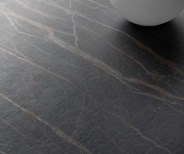 DELIFE Konferenční stolek Edge Boot 120x70 cm keramika Laminam® Noir Desir hnědá Sarity kov titanová barva