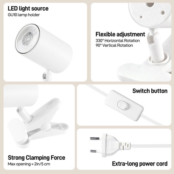 Immax NEO 08292L - Lampa s klipem PUNTO 1xGU10/9W/230V bílá