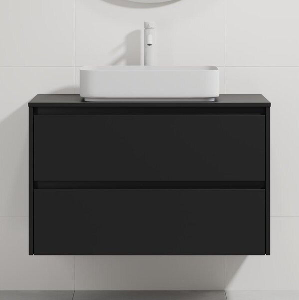 Koupelnová skříňka s umyvadlem TRONDHEIM/LJORDAL 90x57x46 cm černá/bílá