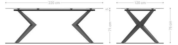 DELIFE Jídelní stůl Edge oválný 220x120 keramika Minas Melange bílá béžová Zenthara hranatý kov černá