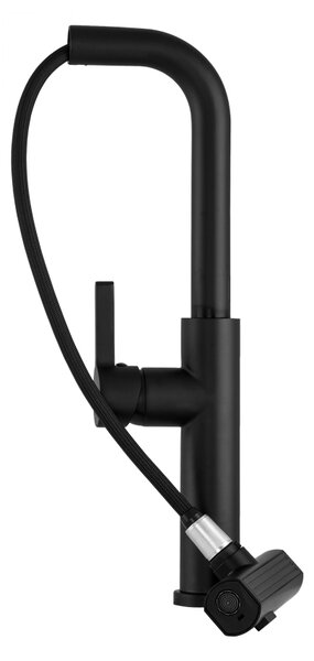 Gamma Rotary, vysoká dřezová baterie s výsuvným výtokem h-415, černá matná, GMA-BR-BK