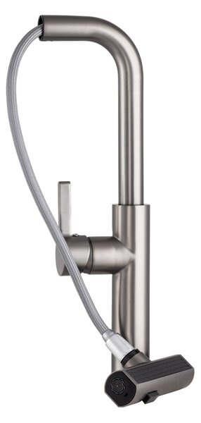 Gamma Rotary, vysoká dřezová baterie s výsuvným výtokem h-415, grafitová, GMA-BR-GM